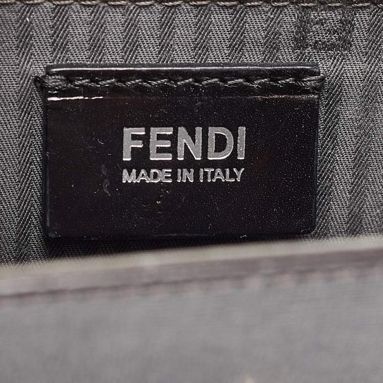 Pre Owned Fendi Dark Grey Leather Small Demi Jour Top Handle Bag