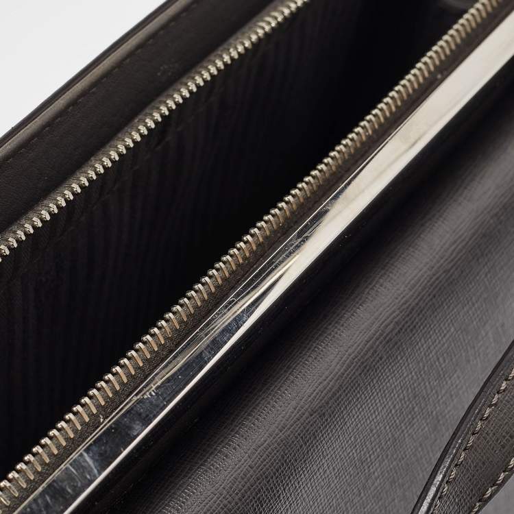 Pre Owned Fendi Dark Grey Leather Small Demi Jour Top Handle Bag