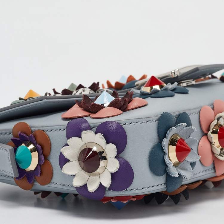 Pre Owned Fendi Multicolor Leather Flowerland Baguette Bag
