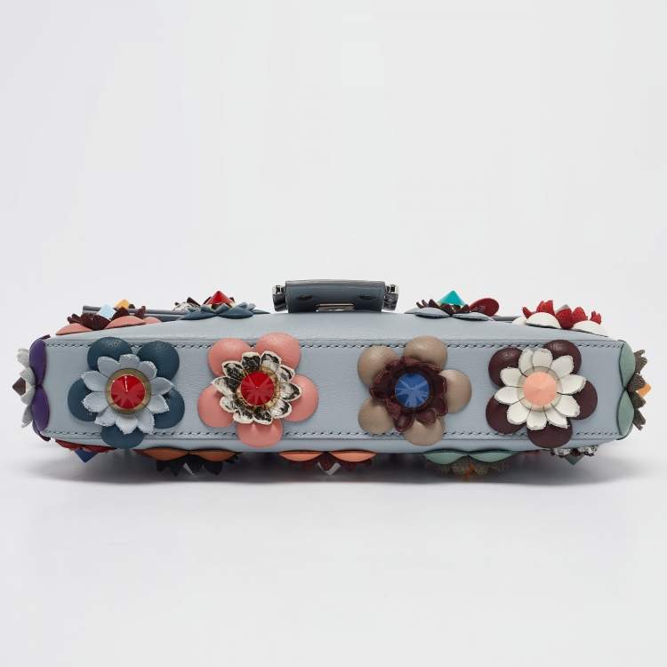 Pre Owned Fendi Multicolor Leather Flowerland Baguette Bag