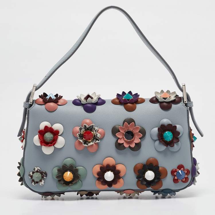 Pre Owned Fendi Multicolor Leather Flowerland Baguette Bag