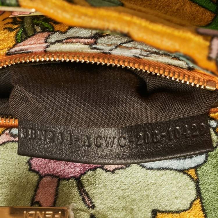 Pre Owned Fendi Multicolor Velvet Mini Floral Peekaboo Top Handle Bag