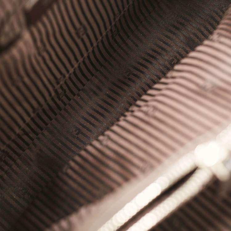 Pre Owned Fendi Dark Brown Zebra Pring Calfhair and Leather Medium 2Jours Tote