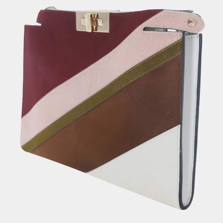Pre Owned Fendi Pony Hair Peekaboo Clutch
