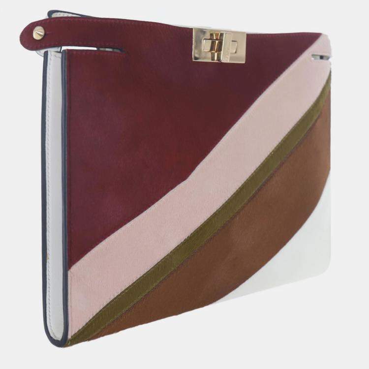 Pre Owned Fendi Pony Hair Peekaboo Clutch