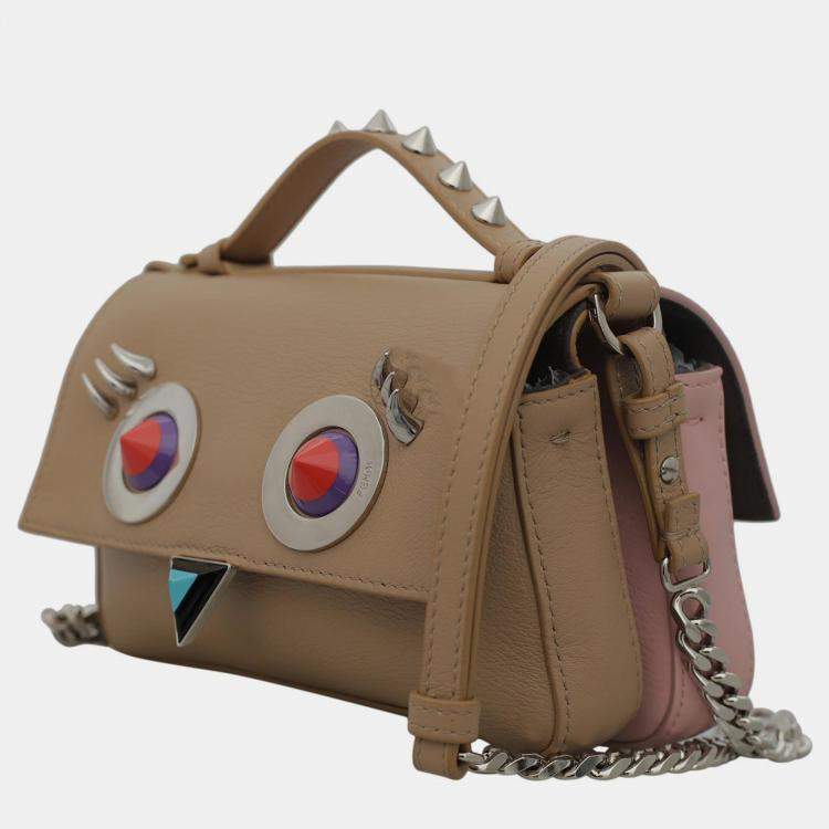 Pre Owned Fendi Hypnoteyes Double Micro Baguette Crossbody Bag