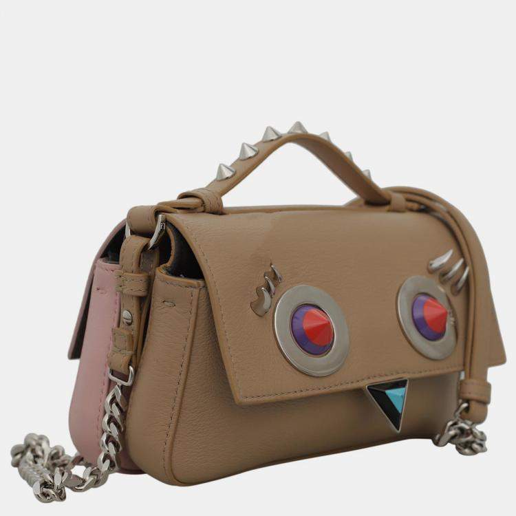 Pre Owned Fendi Hypnoteyes Double Micro Baguette Crossbody Bag