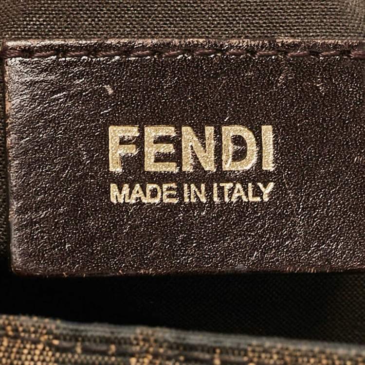 Pre Owned Fendi Tobacco Zucca Canvas and Patent Leather Mia Flap Shoulder Bag