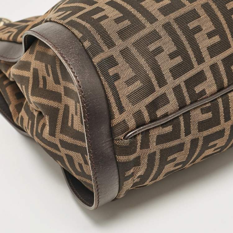 Pre Owned Fendi Tobacco Zucca Canvas and Leather Chef Tote