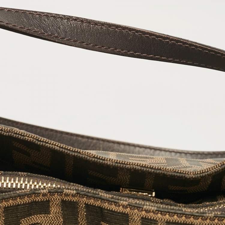 Pre Owned Fendi Tobacco Zucca Canvas and Leather Chef Tote