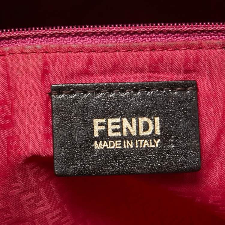Pre Owned Fendi Tobacco/Pink Zucca Coated Canvas and Leather Roll Shopper Tote