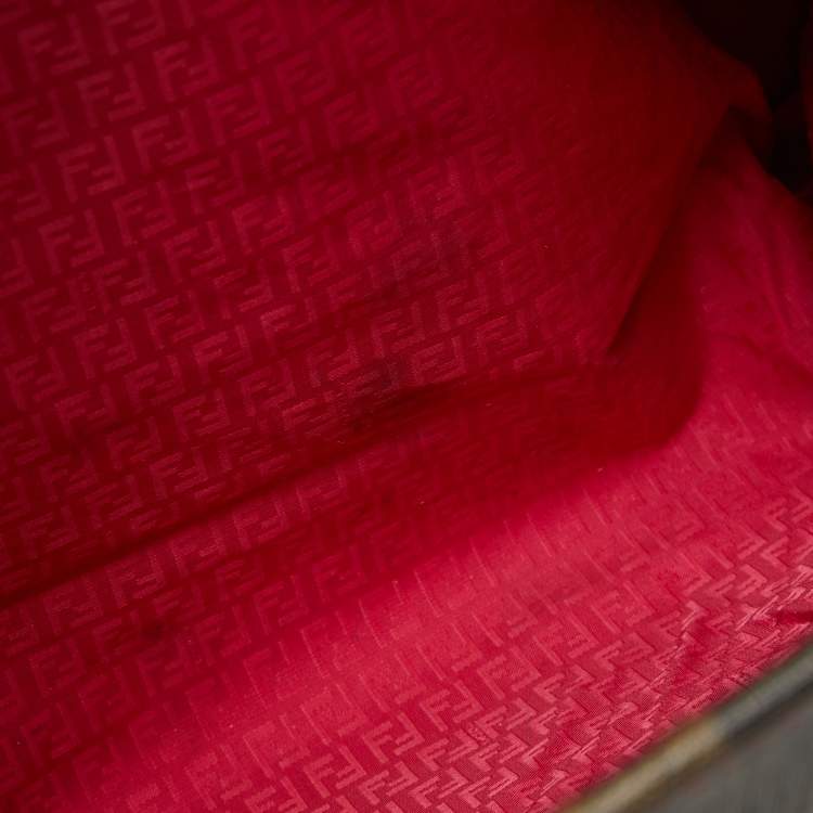 Pre Owned Fendi Tobacco/Pink Zucca Coated Canvas and Leather Roll Shopper Tote