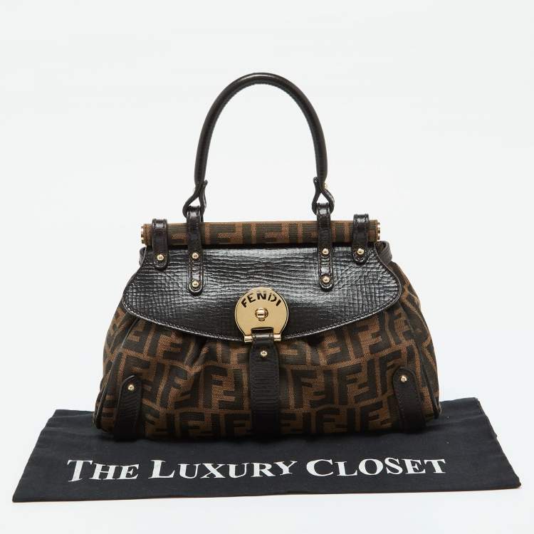 Pre Owned Fendi Tobacco Zucca Canvas and Leather Small Magic Satchel
