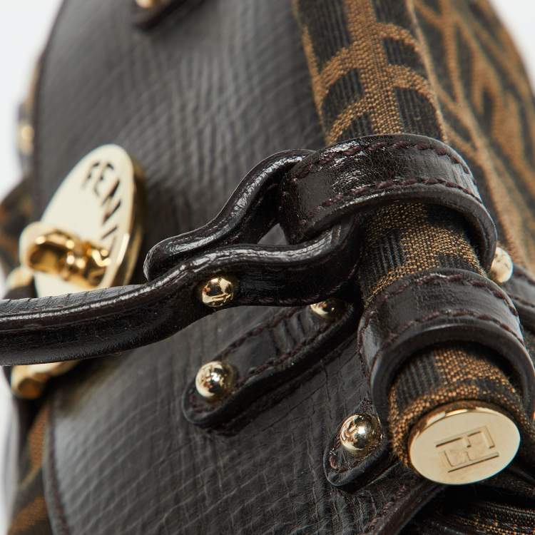 Pre Owned Fendi Tobacco Zucca Canvas and Leather Small Magic Satchel