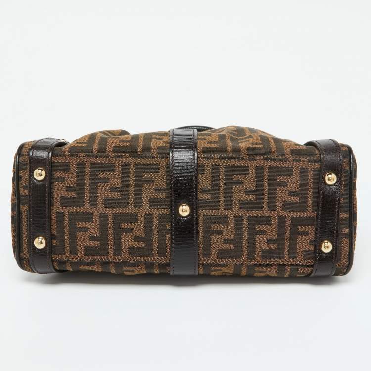 Pre Owned Fendi Tobacco Zucca Canvas and Leather Small Magic Satchel