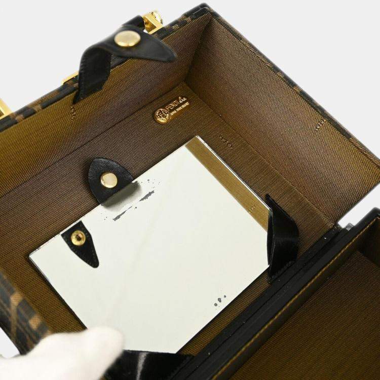 Pre Owned Fendi Brown Black Zucca Makeup Box