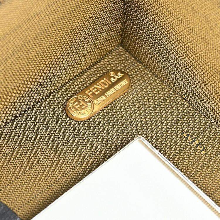 Pre Owned Fendi Brown Black Zucca Makeup Box