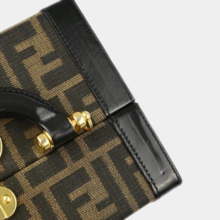 Pre Owned Fendi Brown Black Zucca Makeup Box