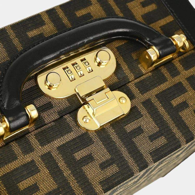 Pre Owned Fendi Brown Black Zucca Makeup Box