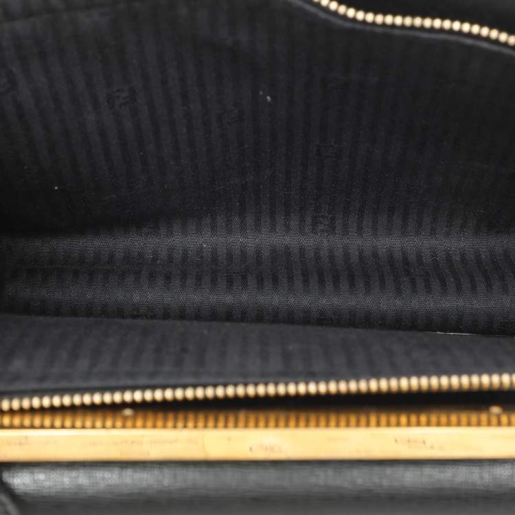 Pre Owned Fendi Black Leather Small Demi Jour Top Handle Bag