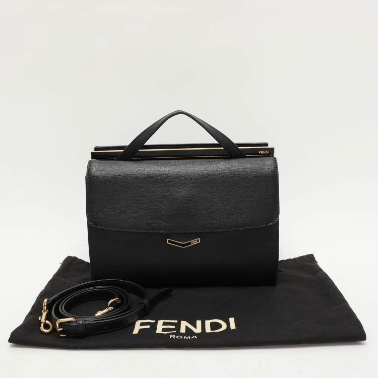 Pre Owned Fendi Black Leather Small Demi Jour Top Handle Bag