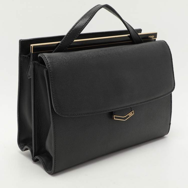 Pre Owned Fendi Black Leather Small Demi Jour Top Handle Bag