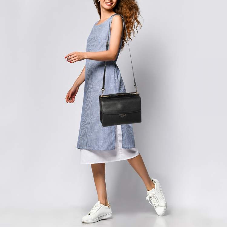 Pre Owned Fendi Black Leather Small Demi Jour Top Handle Bag