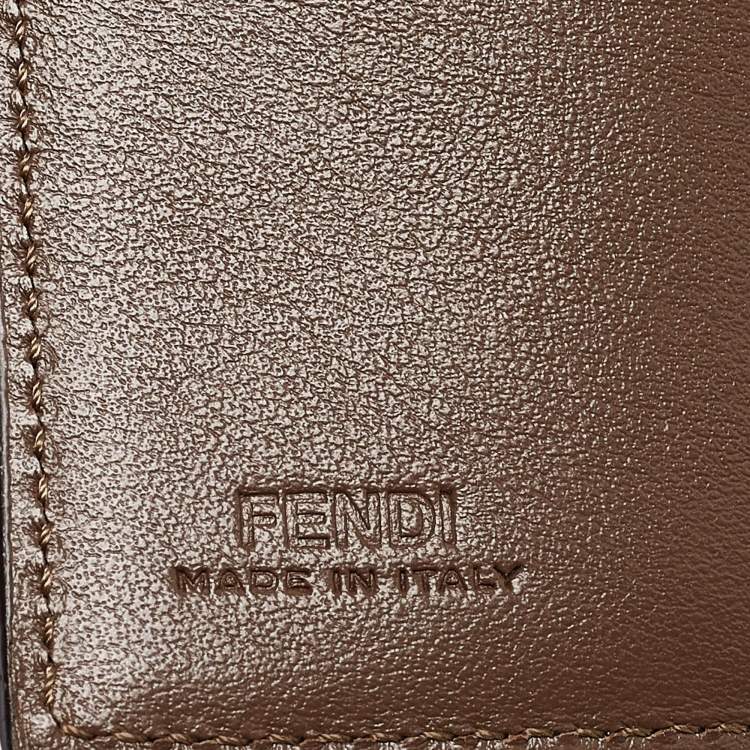 Pre Owned Fendi Brown/Black Zucca Leather F is Fendi Trifold Wallet