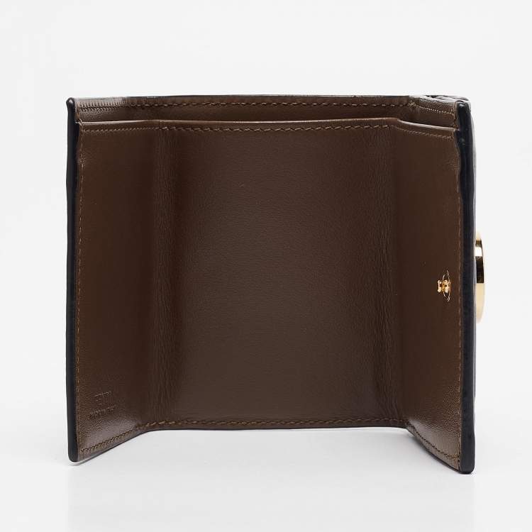 Pre Owned Fendi Brown/Black Zucca Leather F is Fendi Trifold Wallet