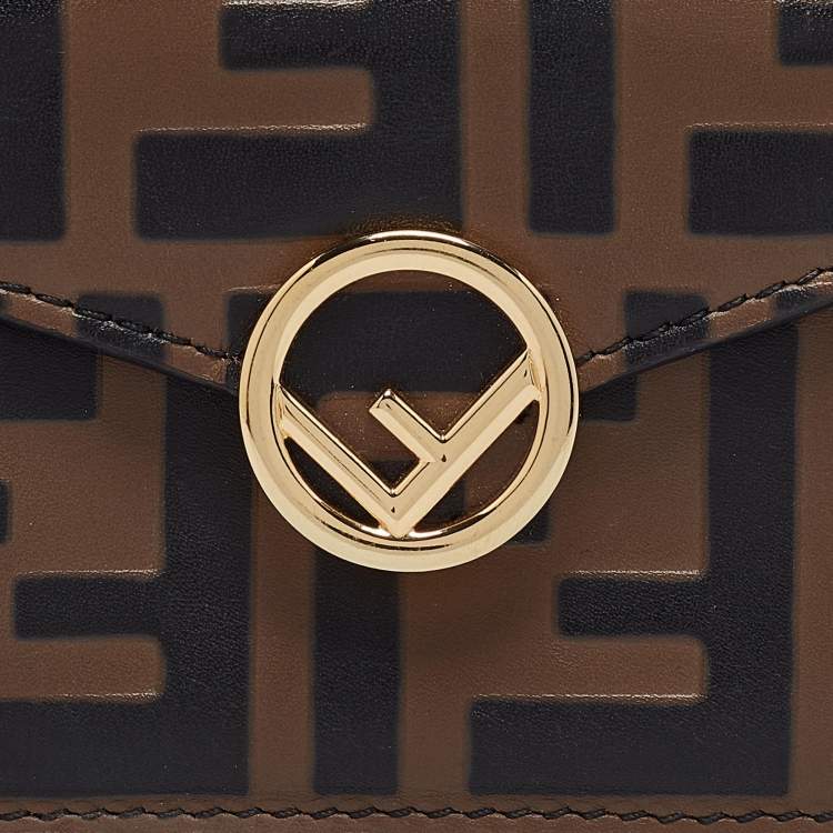 Pre Owned Fendi Brown/Black Zucca Leather F is Fendi Trifold Wallet