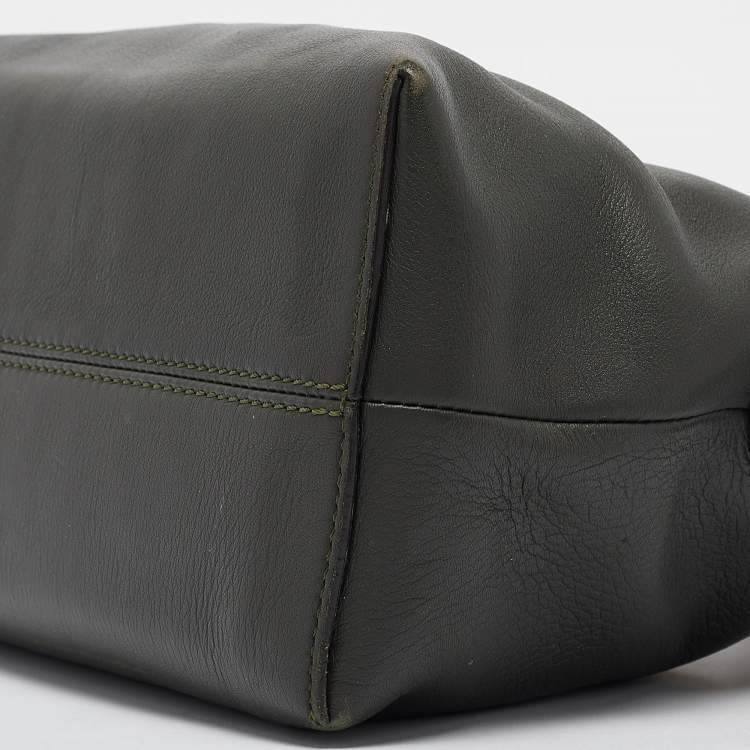 Pre Owned Fendi Green/Light Yellow Leather and Watersnake Small By The Way Bag