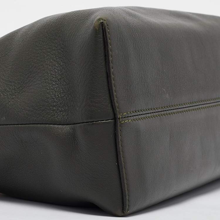 Pre Owned Fendi Green/Light Yellow Leather and Watersnake Small By The Way Bag