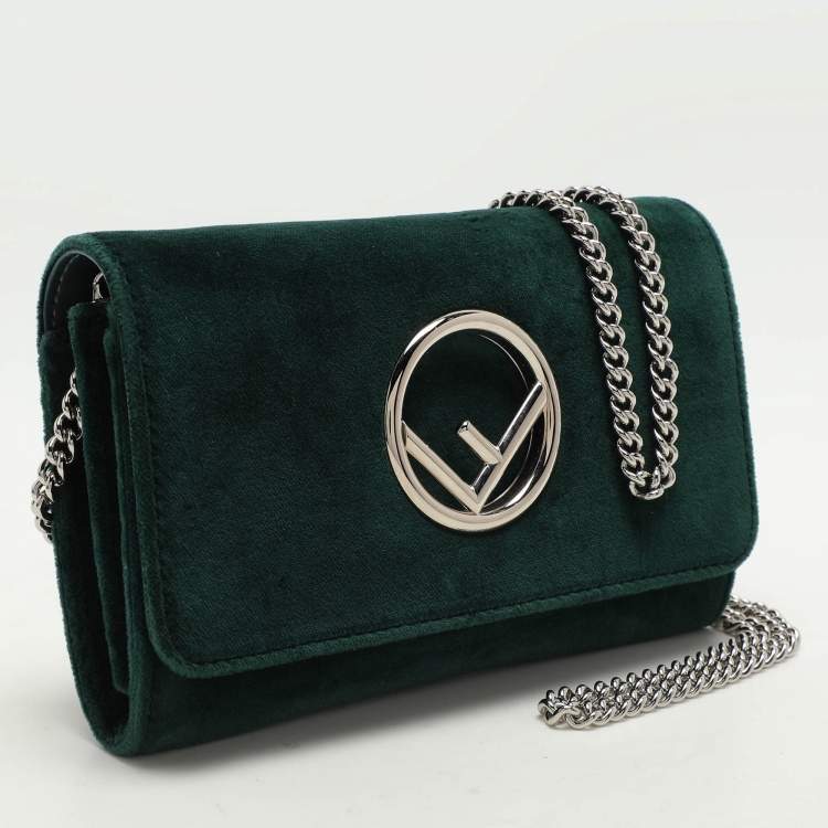 Pre Owned Fendi Green Velvet F is Fendi Wallet On Chain