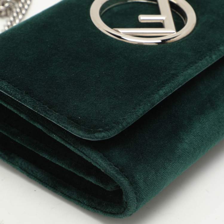 Pre Owned Fendi Green Velvet F is Fendi Wallet On Chain