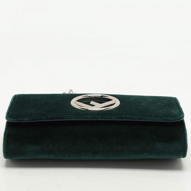 Pre Owned Fendi Green Velvet F is Fendi Wallet On Chain