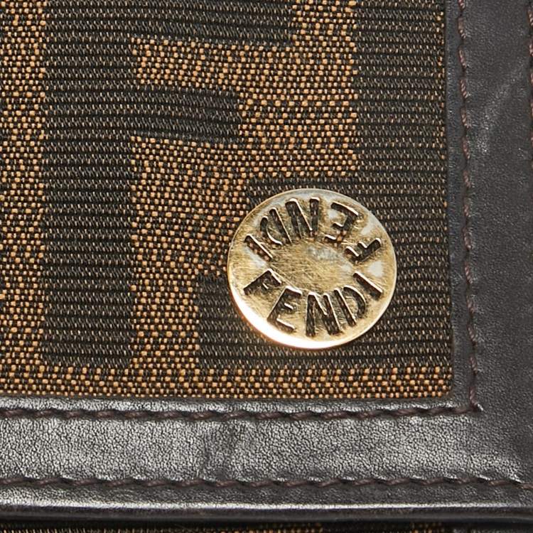 Pre Owned Fendi Tobacco Zucca Canvas and Leather Flap Continental Wallet