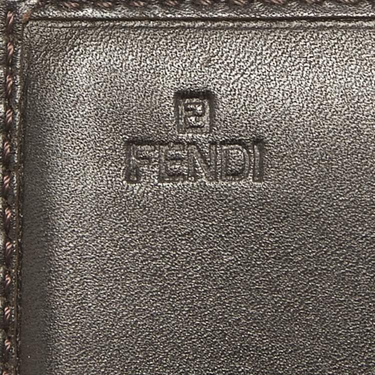 Pre Owned Fendi Tobacco Zucca Canvas and Leather Flap Continental Wallet