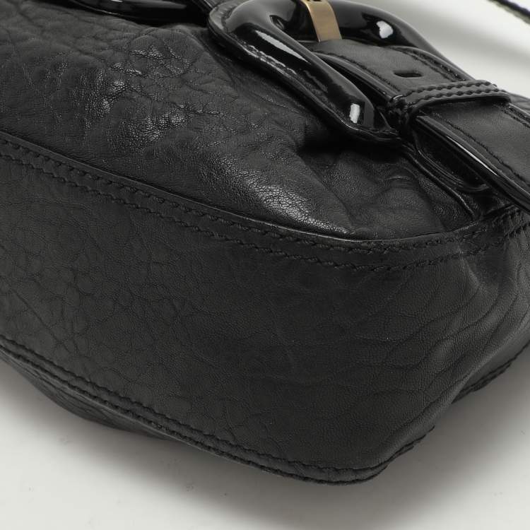 Pre Owned Fendi Black Textured Leather B Bis Shoulder Bag