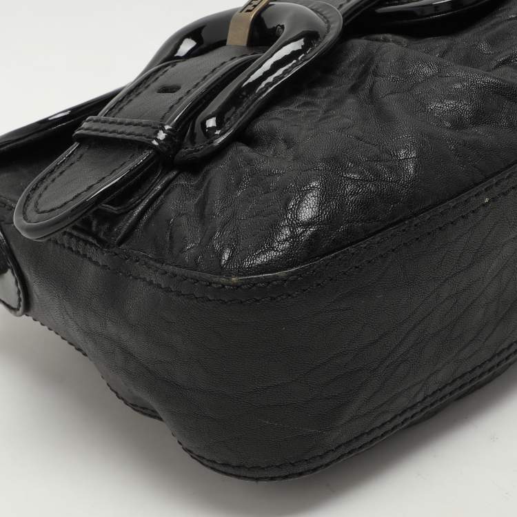 Pre Owned Fendi Black Textured Leather B Bis Shoulder Bag