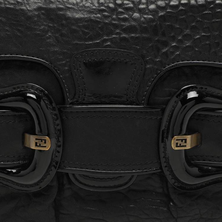 Pre Owned Fendi Black Textured Leather B Bis Shoulder Bag