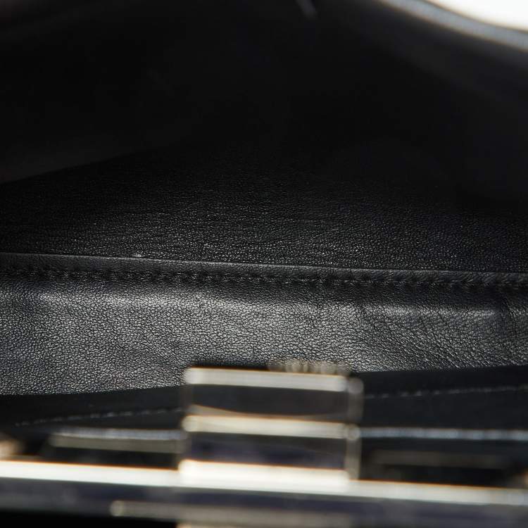 Pre Owned Fendi Black Leather Mini Whipstitched Peekaboo Top Handle Bag