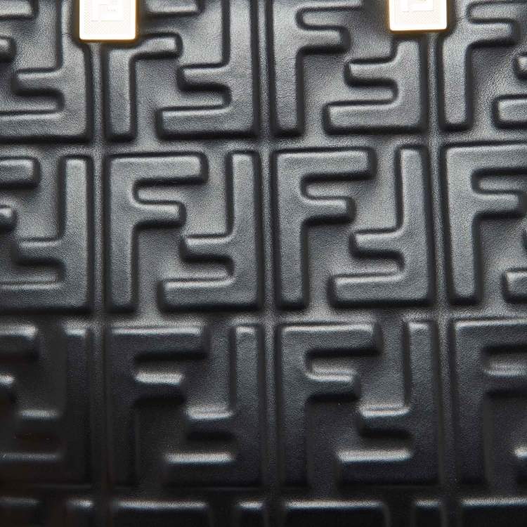 Pre Owned Fendi Black FF Embossed Leather Small Sunshine Tote