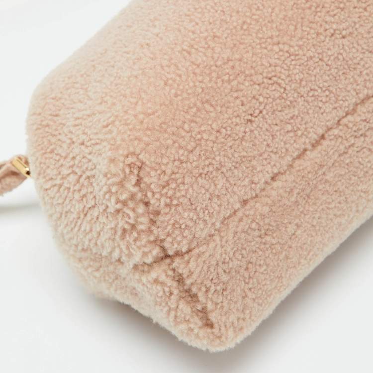 Pre Owned Fendi Beige Shearling Fur Fendi First Midi Shoulder Bag