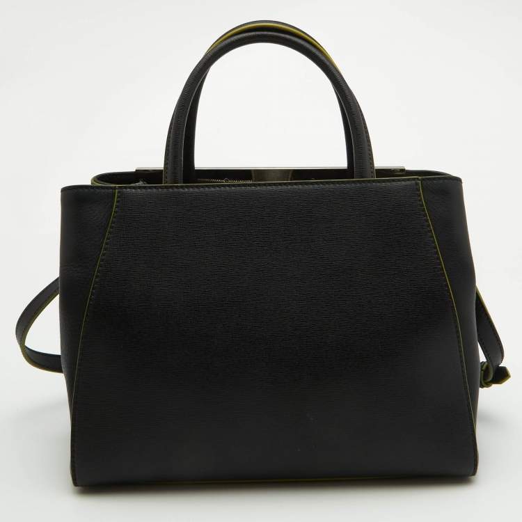 مملوكة مسبقًا Fendi Black/Green Leather Petite Sac 2jours Tote