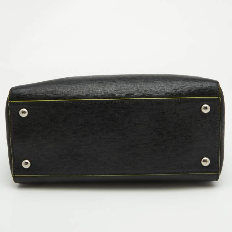 مملوكة مسبقًا Fendi Black/Green Leather Petite Sac 2jours Tote