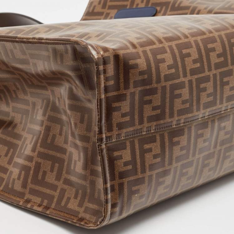 Pre Owned Fendi Brown Zucca Coated Canvas Large Mania Shopper Tote