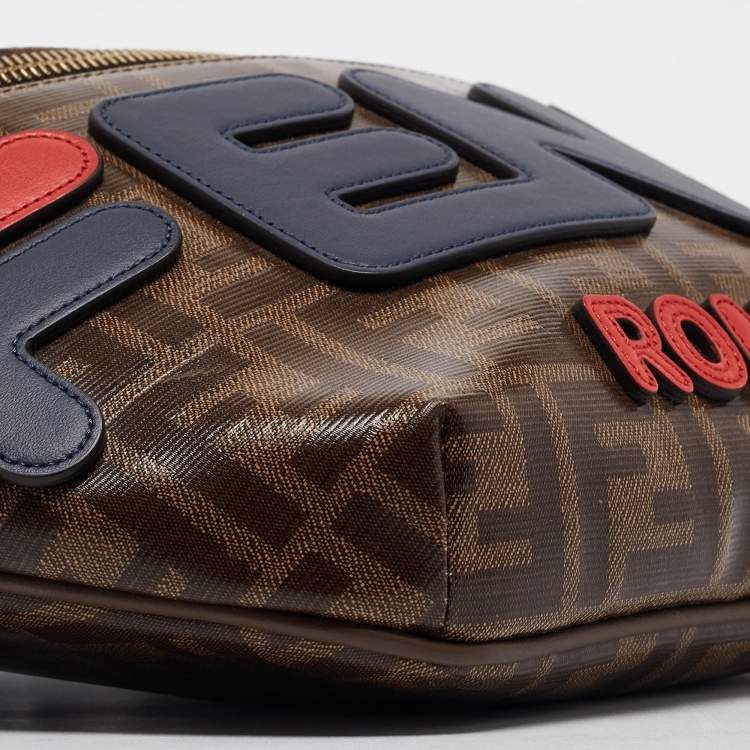 Pre Owned Fendi Brown Zucca Coated Canvas and Leather Spalmati Mania Belt Bag
