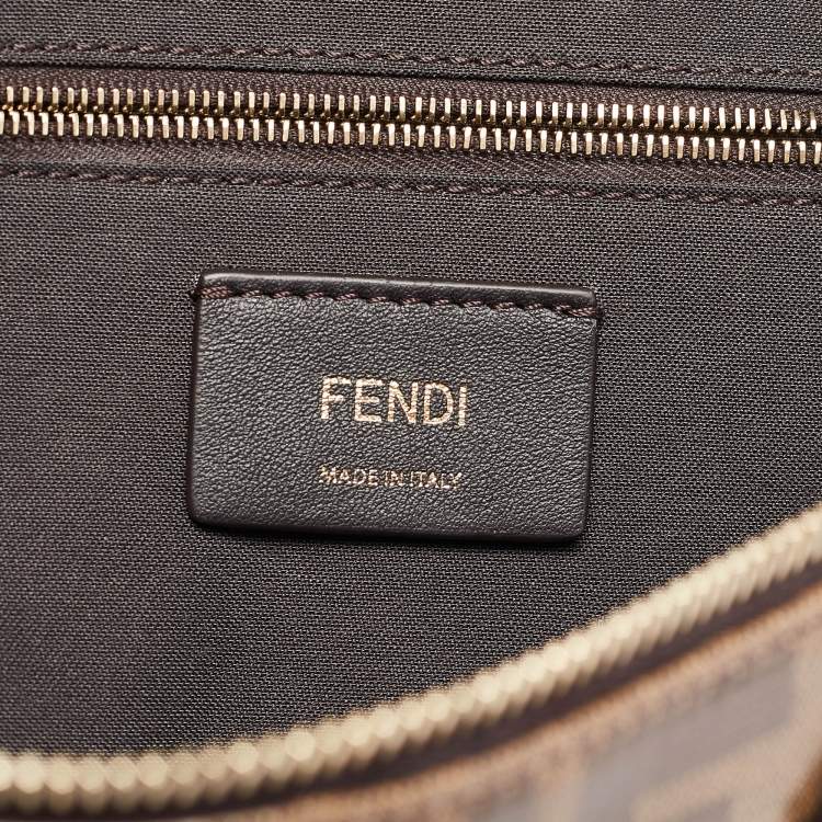 Pre Owned Fendi Brown Zucca Coated Canvas and Leather Spalmati Mania Belt Bag