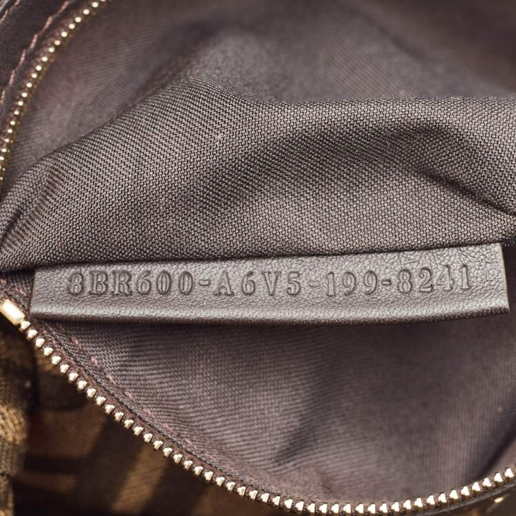 Pre Owned Fendi Tobacco/Neon Green Zucca Jacquard Canvas Medium Baguette Bag