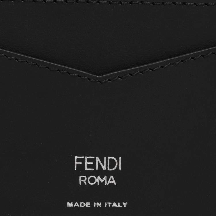 Pre Owned Fendi Black Coated Canvas and Leather Card Holder